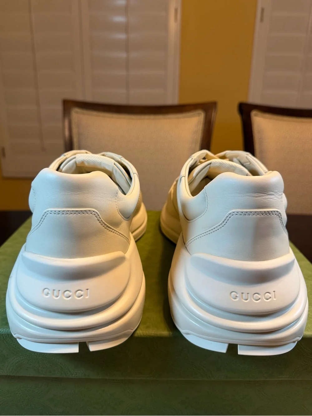 New Authentic Gucci Rhyton GG Logo Sneakers Shoes Ivory Size UK 12.5 / US 13